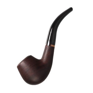 Muxiang Handcrafted Bent Tobacco Pipe Dark Horn Ring Solid Wood Smoking Accessory - Product Image 5