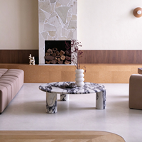 Table basse en marbre naturel blanc Calacatta Viola de luxe Newstar pour le salon, design de meubles
