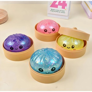 Glitter Dumpling Squishy 8.5cm Silicone <b>Fidget</b> Toy Cute Design Stress Relief Unisex - Product Image 2
