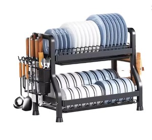 Pratico Scaffale da Cucina Multifunzionale, Ripiano Regolabile a Più Livelli, Porta Utensili e Stoviglie, Scolapiatti Assemblabile, Organizzatore da Piano di Lavoro - Product Image 1