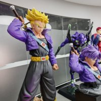 Dragon Ball Z : Statue en résine de Trunks Super Saiyan à double tête avec épée, taille réelle 1:1, figurine d'anime de collection, décoration