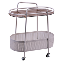 Cuisine de haute qualité 2 niveaux organiser des chariots utilitaires en métal chariot de rangement roulant avec poignée en métal