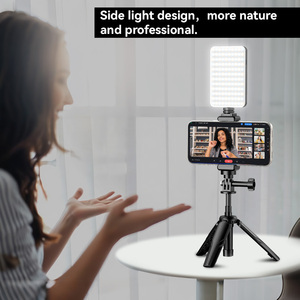 Perche à selfie stable avec mini trépied et anneau lumineux pour l'enregistrement vidéo de caméras et téléphones portables - Product Image 3