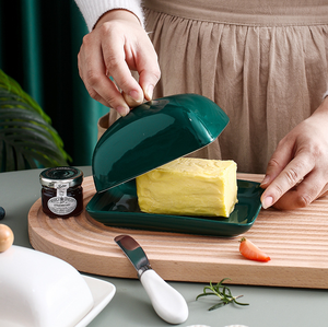 Beauté de cuisine en céramique avec couvercle et poignée à bouton - Portable pour une utilisation sur le comptoir, en porcelaine blanche, idéal pour la cuisine - Product Image 5