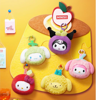 Nueva Colección 2026 de MINISO San Rioes Characters: Llaveros de Peluche de la Serie Frutas a Juego, Caja Sorpresa con Mini Figuras Lindas