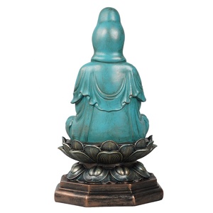 Estatua de Buda <span class=keywords><strong>Kwan</strong></span> Yin en Posición de Meditación sobre Trono de Loto, Estilo Asiático, en Polvo de Piedra de Resina - Product Image 4