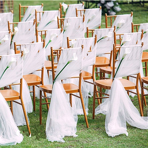 New Design Solid Plain Chiffon Chair Sash Event Wedding chair Decoration chair back tie drape