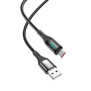 Kabel pengisi daya Usb Multi kabel, kabel pengisian daya Usb Multi kabel tampilan Digital, jalinan cepat Zinc Alloy Usb C