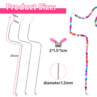 3 PCS Aiguilles à perles incurvées à grand œil Kit de ressort d'arrêt de perle pour bricolage bracelet fabrication de bijoux outil de couture aiguille de perle Spinner