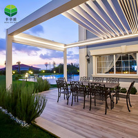 Pérgola Motorizada Retráctil con Techo de Aluminio Ajustable e Impermeable, Pérgola de Jardín, Pérgola Grande Personalizada para Exteriores