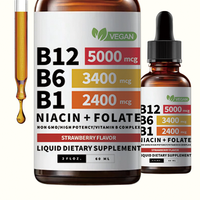 Gotas Líquidas de Complejo Vitamínico B de Marca Privada OEM, 60 ml, con B12, B6, B1, Niacina y Folato para Energía y Apoyo Inmunológico