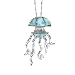 Offre Spéciale Mode Vie Marine Bijoux En Argent Naturel Larimar Poulpe Pendentif - Product Image 1