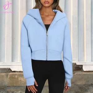 Giacca <span class=keywords><strong>Corta</strong></span> <span class=keywords><strong>con</strong></span> <span class=keywords><strong>Cappuccio</strong></span> e Zip per Donna Loveda, Logo Personalizzabile, <span class=keywords><strong>Felpa</strong></span> Casual in Peluche a Maniche Lunghe - Product Image 1