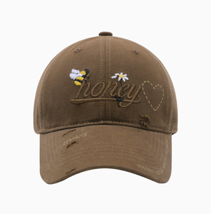 Washed Cotton <b>Baseball</b> <b>Cap</b> with Honey Bee Daisy Embroidery Vintage Distressed Dad Hat for Women - Product Image 4
