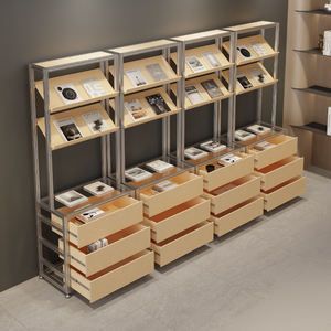 خزانة عرض من ألواح خشب البتولا لقاعة المعارض، رف عرض عصري بإطار ألومنيوم للاستخدام التجاري في مراكز التسوق - Product Image 4