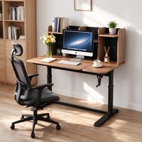 Bureau debout réglable avec étagères de rangement inclinables en acier et MDF pour le bureau à domicile et l'étude