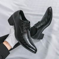 Herren Derby-Schuhe aus Lackleder mit Blumenmuster, Schnürung, spitzer Zehenpartie, rutschfester Sohle, für Partys und Hochzeiten, höhenerhöhende Schuhe