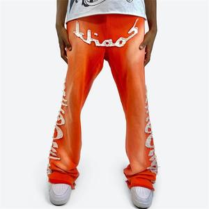 Custom <b>Slim</b> <b>Fit</b> Set <b>Jogger</b> Oversized Pants 100% Cotton French Terry Cut Vintage Print Distressed Acid Wash Flare Sweatpants <b>Men</b> - Product Image 2