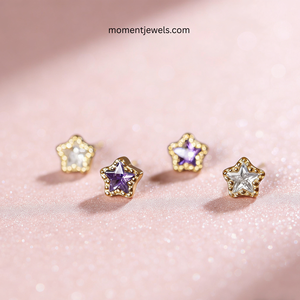 Pendientes de Zirconia con Forma de Pentagrama, Plata de Ley 925, Chapados en Oro de 14K, Diseño Minimalista de Estrella, Joyería para Mujer, Regalo - Product Image 2