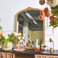 ART NEST Miroir mural décoratif grand format, rustique, écologique, vintage, de luxe, avec cadre en bois doré, épaisseur 5,0 mm, modèle européen pour la maison, Chine