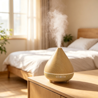 Diffuseur d'huiles essentielles avec lumière LED, humidificateur d'aromathérapie pour table de chevet