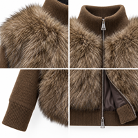 Veste en fourrure zippée OEM à col montant côtelé, panneau avant entièrement zippé, en tissu mélangé pelucheux, pour un style urbain automne-hiver