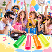 Sifflets sirène en plastique en gros, colorés, courts, jouets sonores, accessoires de fête pour les anniversaires et jeux d'enfants