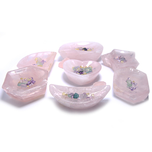 Atacado <span class=keywords><strong>gemstone</strong></span> natural esculpida lua estrelas coração rosa taças de cristal de quartzo - Product Image 2