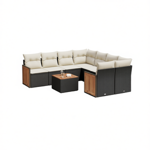 Set Divano da Giardino in Rattan con Cuscini, Design Contemporaneo Nero, Mobili in Vimini PE Impermeabile per Patio e Terrazza - Product Image 1