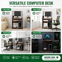Support CPU en panneau de particules E1 avec cadre métallique, étagères de rangement, plateau pour clavier, poste de travail pour ordinateur portable, bureau à domicile