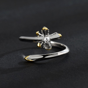 Cross Shape <b>Adjustable</b> <b>Ring</b> With Zircon Prong Setting Unisex Jewelry Gift - Product Image 1