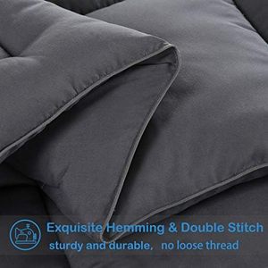 Aanpasbare Moderne Geborduurde 100% Polyester Dekbed Oversized King Dark Grey Gewatteerd Dekbed Invoegen Hoek Tabs Zacht - Product Image 4