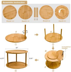 Support à épices en bambou rotatif de 10 pouces à 2 niveaux, pour comptoir de cuisine, organisateur de Condiments - Product Image 3