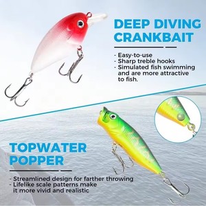 Ensemble de leurres de pêche en métal et plastique Spoil Catch avec boîte à leurres et attractifs pour la pêche au bar, à la truite, au saumon en lac et en ruisseau, vers souples en plastique - Product Image 4