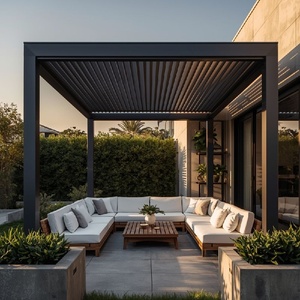 Pérgola Bioclimática de Aluminio Impermeable <span class=keywords><strong>para</strong></span> Exteriores OEM <span class=keywords><strong>3X3</strong></span> 3X4 4X4 6X4m, Pérgola con Techo de Láminas de Aluminio - Product Image 3