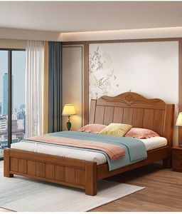 Camas Dobles de Madera de Lujo para el Hogar, Muebles Modernos y Económicos para Dormitorio, <span class=keywords><strong>Cama</strong></span> King Size de Madera Sólida - Product Image 2