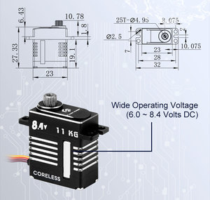 Flashhobby Hot SCX24 11KG 152oz Servo numérique micro haute performance 0.074s 8.4V HV sans noyau avec engrenages en acier 25T pour voiture RC et avion 20g - Product Image 2