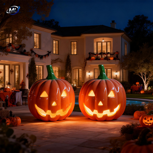 รูปปั้นฟักทองยักษ์ FRP สำหรับตกแต่งห้างสรรพสินค้าในธีมฮาโลวีน ประติมากรรมฟักทองไฟเบอร์กลาสสร้างสรรค์ อุปกรณ์ประกอบฉากงานฮาโลวีน - Product Image 2