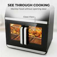 Freidora de Aire de 15L con Puerta Francesa, 1800W, Doble Puerta de Vidrio, Múltiples Rejillas, Acero Inoxidable, Pantalla Táctil