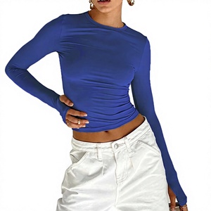 T-shirt court d'été pour femme, col rond, 100 % coton biologique, respirant, écologique, anti-rétrécissement, séchage rapide, motif uni, personnalisable - Product Image 1