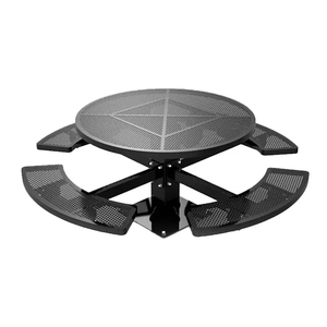 Grande formato rotondo in acciaio zincato <span class=keywords><strong>tavolo</strong></span> da Picnic quattro sedie verniciato polvere <span class=keywords><strong>panca</strong></span> all'aperto e <span class=keywords><strong>tavolo</strong></span> tavoli da Picnic mobili da esterno - Product Image 5