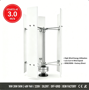Éolienne à axe vertical de type H 5KW 5 pales 220V 380V Triphasé CA Hors réseau Raccordée au réseau Générateur éolien Usine OEM - Product Image 1