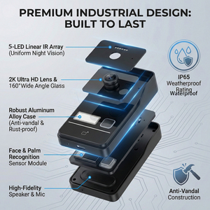 Hiwink HW-FV5206 Videoportero IP 2K con Reconocimiento Facial y de Palma de la Mano, PoE, IP65 Impermeable, Sistema de Intercomunicació<span class=keywords><strong>n</strong></span> para Villa, Cámara de Seguridad - Product Image 3