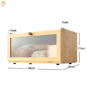 Boîte à pain en bambou avec fenêtre, grande capacité, conteneur de rangement pour comptoir de cuisine - Product Image 3