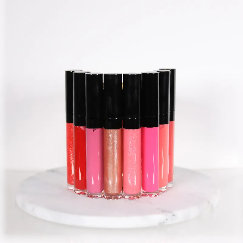Kosmetik Mewah Warna Nude Kualitas Tinggi Kecantikan Berkilau Sihir Creamy Lucu Pink Organik Logo Kustom Lipstik Cair