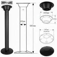 Système de pieds de table à dégagement rapide en alliage d'aluminium noir HWHongRV avec plateau rotatif à 360 degrés pour yacht et camping-car