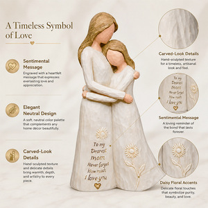 Statue en résine Uionen Mère et Fille enlacées, Cadeau d'anniversaire pour maman, Décoration de la maison pour la Fête des Mères, Sculpture Ornementale - Product Image 3