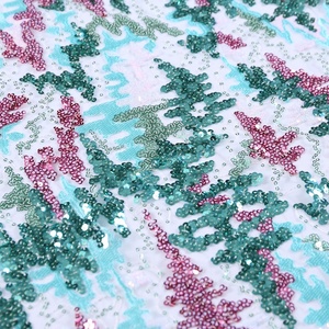 100% polyester maille broderie dentelle fantaisie multicolore paillettes <span class=keywords><strong>tissu</strong></span> pour dames robe - Product Image 3