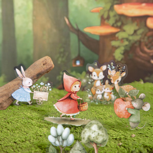 15 pièces/paquet série d'<span class=keywords><strong>histoire</strong></span> du petit <span class=keywords><strong>chaperon</strong></span> <span class=keywords><strong>rouge</strong></span> thème de conte de fées autocollants pour animaux de compagnie manuel reliure Collage légumes - Product Image 2