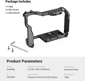 Support de moniteur à griffe froide pour <span class=keywords><strong>GH5</strong></span>/<span class=keywords><strong>GH5</strong></span> II/GH5S, options DIY pour flash et lumière, cage de caméra en alliage d'aluminium - Product Image 6
